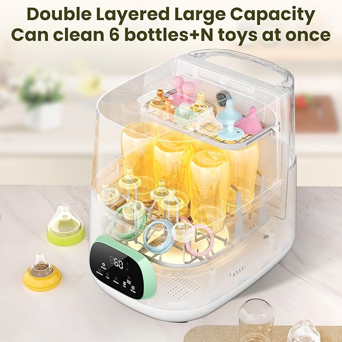 MOLWAY【Upgraded】Baby Bottle Washer, Sterilizer and Dryer, All-in-One Pro Cleaning Machine for Bottles, Pump Parts & Baby Essentials, Effortless Care, Replaces Hand Washing