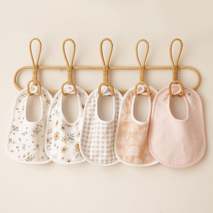 Konssy Muslin Baby Bibs 8 Pack Baby Bandana Drool Bibs Cotton for Unisex Boys and Girls, Soft Absorbent Set for Teething and Drooling