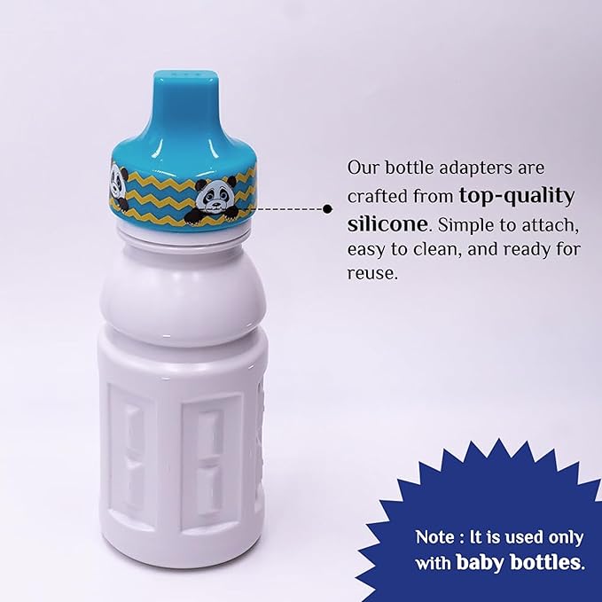 Refresh-a-Baby Bottle Top Spout Adapter – Reusable, Easily Convert Any Bottle into a Spill-Proof Sippy – Perfect for Travel & Everyday Use, BPA-Free, Dishwasher Safe - Pack of 2 (Panda)