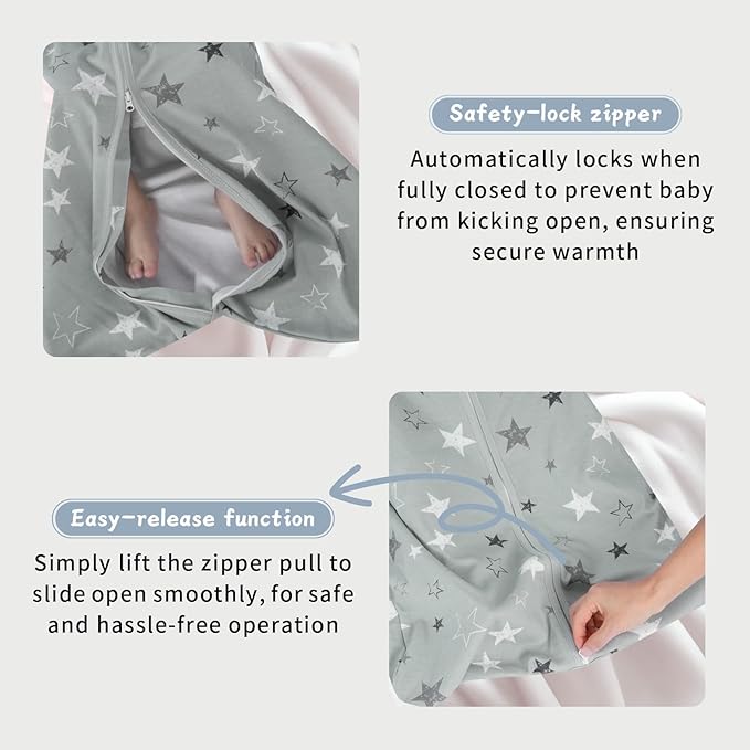 Baby Sleep Sack 6-12 Months,100% Cotton TOG 0.5 Wearable Blanket for Boys and Girls, 3 Pack 2-Way Zipper Lightweight Sleeping Bags for Toddler Newborn Infant