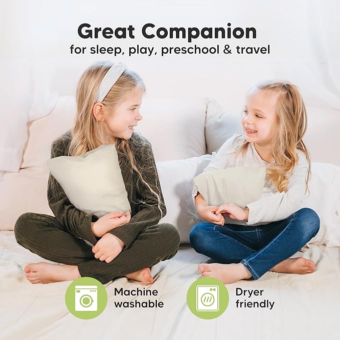 Mini Toddler Pillow with Pillowcase - 9x13 My Little Dreamy Travel Kids Pillow for Sleeping, Toddler Bed, Small, Tiny, Organic Cotton Pillowcase, Soft & Breathable, Kids 2-4 Years Old (Clay)