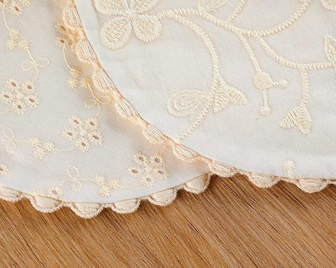 GZMM Baby Bib For Girls,Reversible Waterproof Handmade Natural Cotton Baby Drool Bib 0-12 months 2 Pack (off-white color A, 0-12 months)