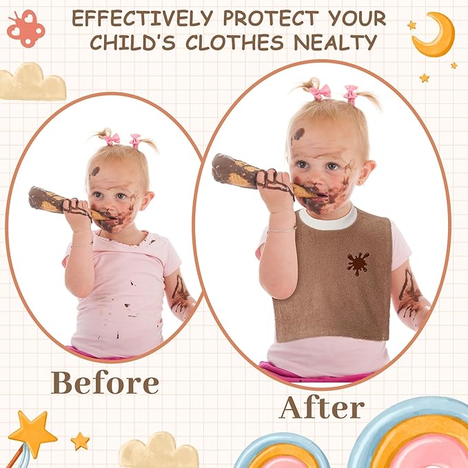 Foaincore 6 Pcs Pullover Baby Bibs Cotton Terry Toddler Absorbent Infant for Feeding and Drooling Towel Slip on Bib(Warm Color)