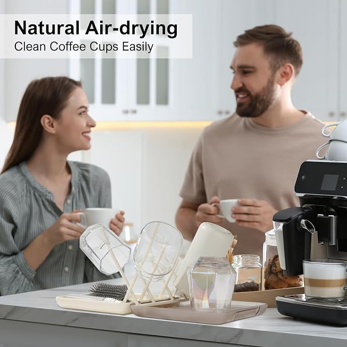 6 in 1 Baby Bottle Brush Set,Bottle Cleaner Brush Kit with Silicone Bottle Brush,Drying Rack,Nipple Brush,Straw Brush,Soap Dispenser&Storage Box,Portable Baby Essentials for Home&Travel (White)