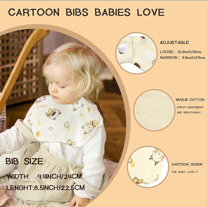 Baby Bibs Muslin Bibs for Baby Girl Boy for Drooling and Teething 10 Pack