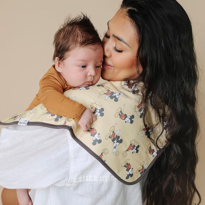 Copper Pearl Baby Burp Cloth Large 21''x10'' Size Premium Absorbent Triple Layer 3-Pack Gift Set Mickey Mouse & Friends