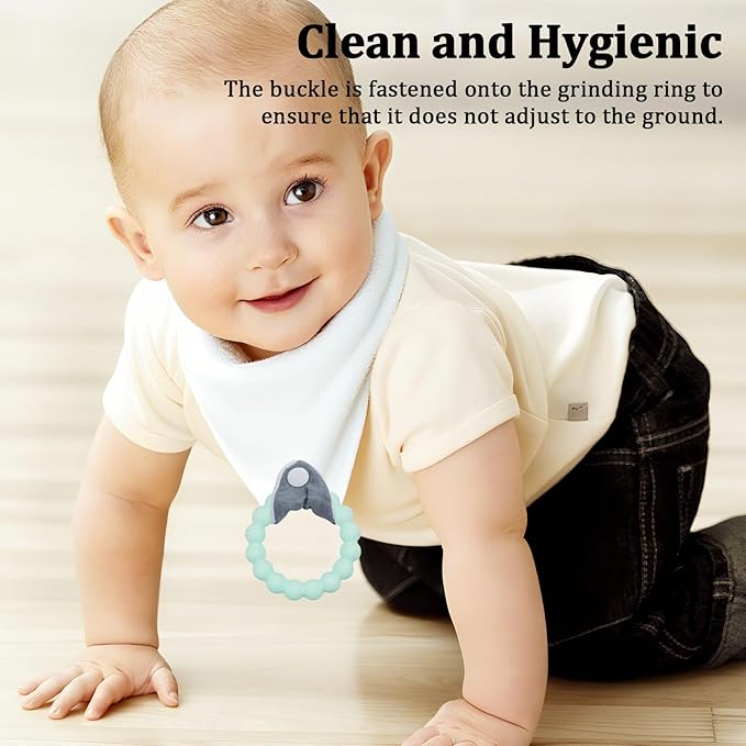 Baby Bandana Bibs & Teethers 6-Pack, 100% Organic Cotton, Super Absorbent & Soft, Unisex for Daily Use & Teething Relief.