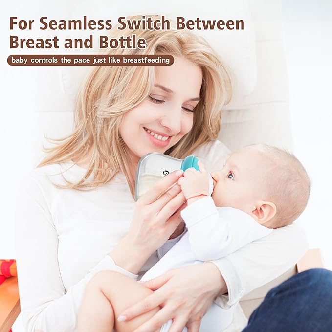 Glass Baby Bottles with Natural Response Nipple Size SS - Anti Colic Baby Bottles Wide Neck Slow Flow Baby Bottle (Blue, 4oz (Pack of 4))