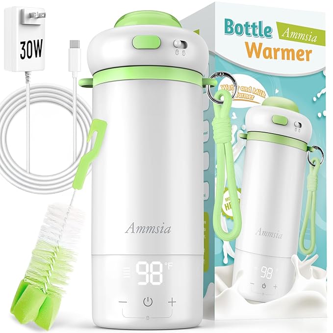 Portable Bottle Warmer for Travel – Fastest Heating & Charging, Fits Global 100-240V, Exclusive Sterilization & Water Quality Test Mode, 17Oz Large Capacity Baby Milk Warmer for Breastmilk & Formula