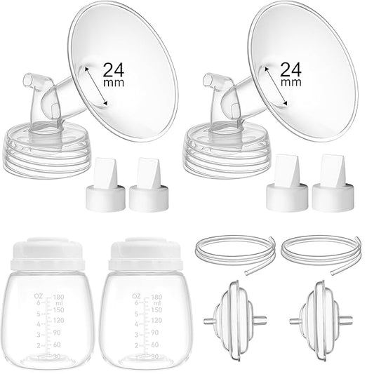 24mm Flange Set for Spectra, Premium Replacement Pump Parts Kits Compatible w Spectra S1 S2 9 Plus Include Bottles Flange Duckbill Valve Tubing Backflow Protector, Not Original Accessories