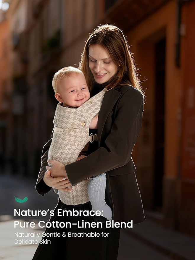 GROWNSY Baby Carrier Newborn to Toddler, Ergonomic Baby Toddler Carrier Wraps with Head Support, Easy to Wear, Infant Carrier Baby Gift, Travel and Hiking Friendly,for 7 to 44 lb (Houndstooth Beige)