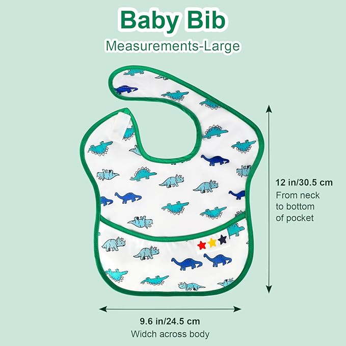 Accmor Baby Bibs, Waterproof Baby Toddler Bibs, Apron Smock Bib for Baby Boys Girls, Essential Must Have for Eating, Feeding