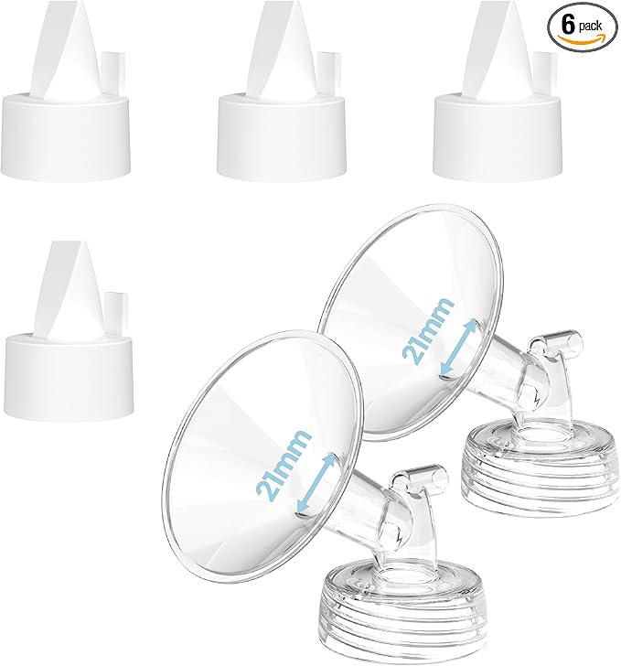 Flange Inserts for Spectra, Spectra Replacement Pump Parts for S1/S2/9 Plus, Not Original Accessories, Breast Pump Parts Include 2-Pack 21mm Flanges and 4-Pack Duckbill Valves
