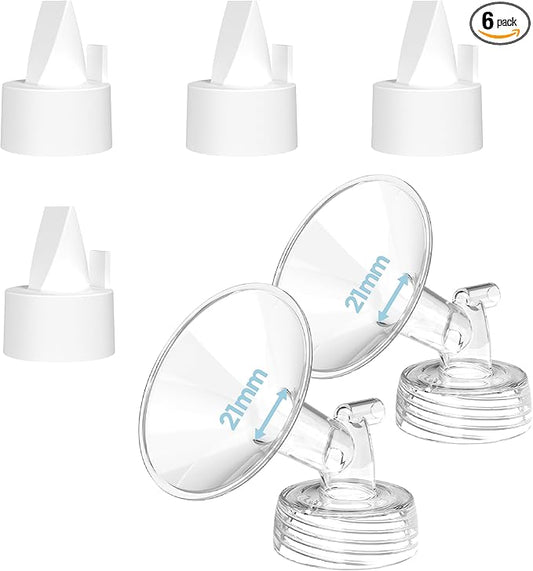 Flange Inserts for Spectra, Spectra Replacement Pump Parts for S1/S2/9 Plus, Not Original Accessories, Breast Pump Parts Include 2-Pack 21mm Flanges and 4-Pack Duckbill Valves