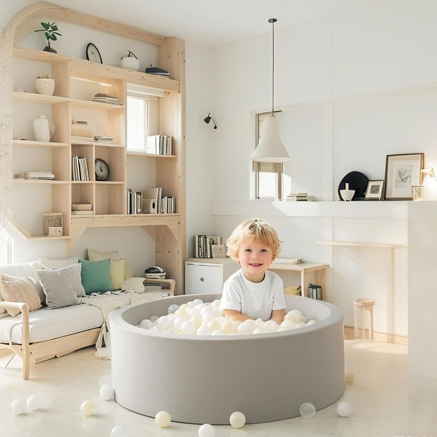 GOGOSO Balls for Ball Pit - Plastic Ball for Toddlers 1-3, Baby Kids Ball Pool Decoration 50 100 200 300 500 1000 (A White+Beige+Clear, 500 Balls)