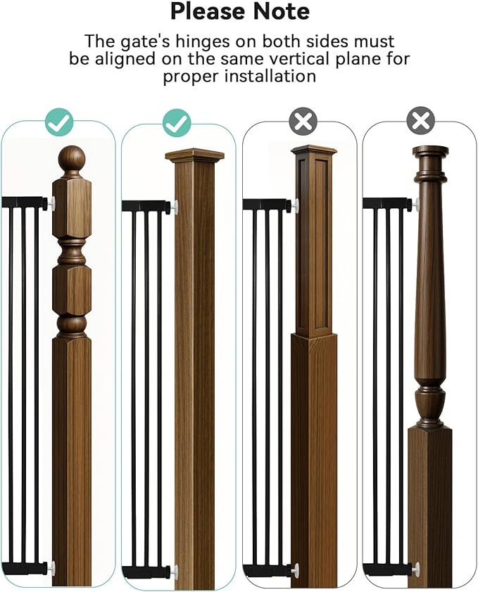COMOMY 42" Extra Tall Baby Gate for Stairs Doorways, Fits Openings 29.5" to 40.6" Wide, Auto Close Sturdy Safety Dog Gate for House, Pressure Mounted Easy Walk Through Pet Gate with Door, Black
