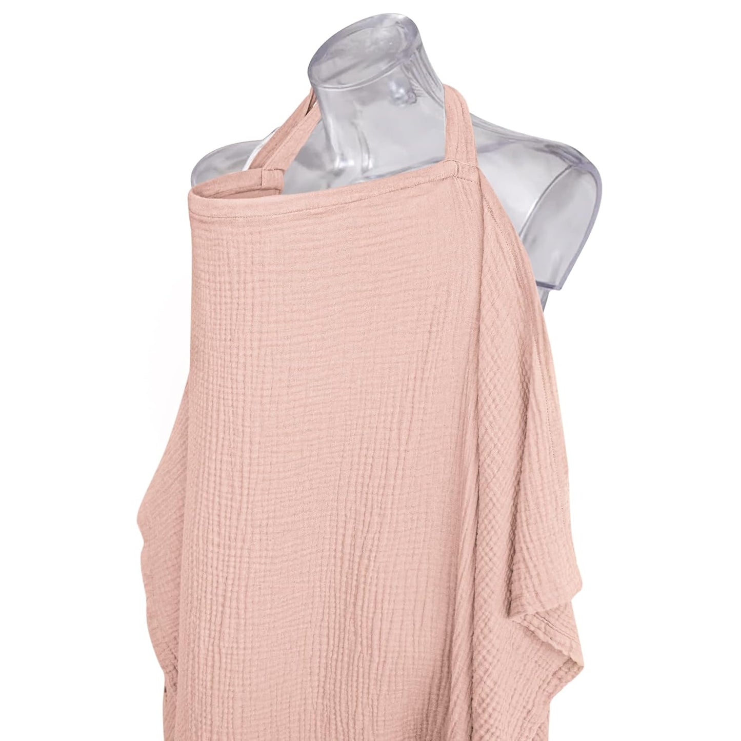 Konssy Muslin Nursing Cover for Baby Breastfeeding, Breathable 100% Cotton Breastfeeding Cover with Rigid Hoop for Mother Nursing Apron, Multi-use Carseat Canopy (Pink)