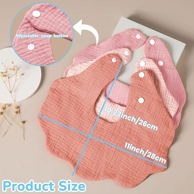 EllieHouse Baby Bibs for Girls Boys 10Pack Muslin Drool Teeth Drooling Teething Bibs Muslin Cotton for Infant Toddler