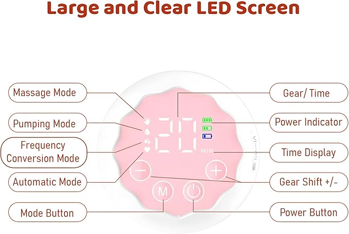 Electric Hands-Free Breast Pumps, Wearable Breast Pump with 4 Modes, 12 Levels, LCD Display, Memory Function Rechargeable with Massage and Pumping Mode 24mm Flange (2 Pack)