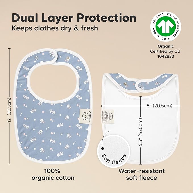 8-Pack Organic Baby Bibs for Boys, Girls - Soft Cotton Drooling and Teething Bibs for Baby Girl & Boy, Extra Absorbent, Easy To Clean & Put On for Toddler, Newborn, Infant 0-24 Months (Fleur)