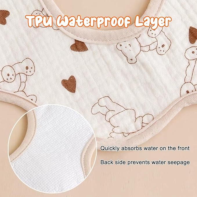 EllieHouse Baby Bibs for Girls Boys 8 Pack Muslin Drool Teeth Drooling Teething Bibs Muslin Cotton for Toddler Infant