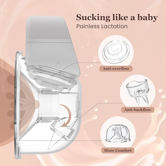 M5 Electric Breast Pump - Wearable Hands-Free Pump with LED Display - 4 Modes & 12 Levels - Portable & Wireless - Soft Double-Sealed Flange - Smart Display - 2 Pack - Elegant Gray