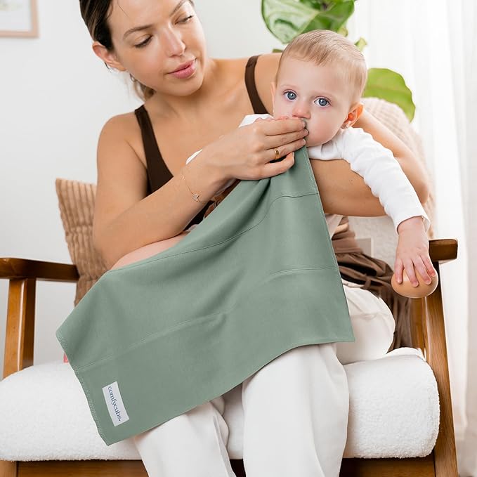 Comfy Cubs Baby Burp Cloths Set (Pack of 10) - Large, 6-Layer, Ultra Absorbent 100% Cotton for Infant Spit-Up, Drool, and Messes - Soft, Gentle, Thoughtful New Born Baby Gifts, Fern