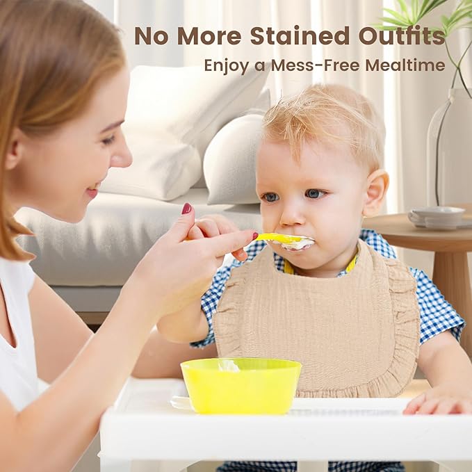 Oiomniv Muslin Baby Bibs, 6-Pack Bandana Drool Bibs Soft Cotton Adjustable Unisex Newborn, Toddler for Drooling Teething