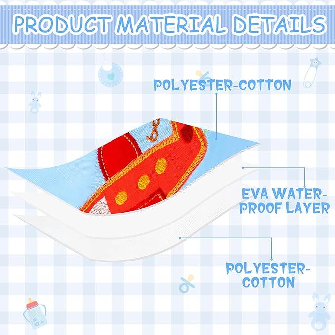 7Pcs Cotton Waterproof Baby Bibs Hook Loop Closure Newborn Bib Keepsake Baby Gift for Drooling Feeding Eating