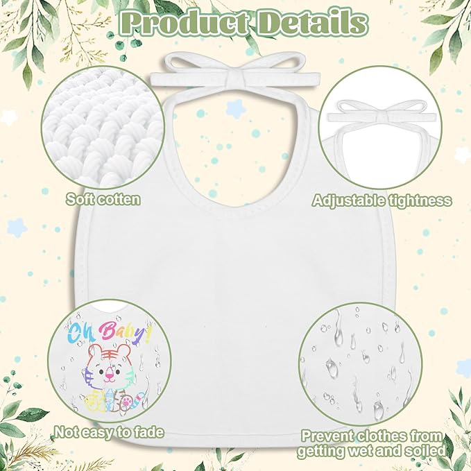 Baby Shower Game Sign Blank Bib DIY Set Newborn Essentials Stuff