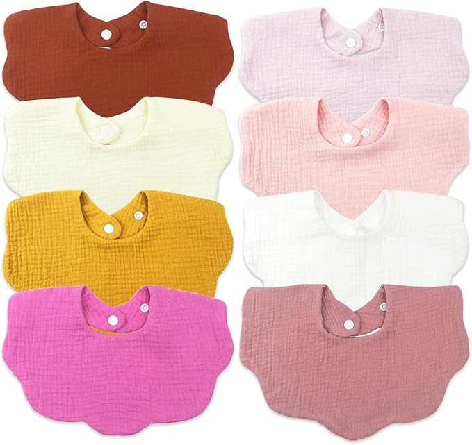 EllieHouse Baby Bibs for Girls Boys 10Pack Muslin Drool Teeth Drooling Teething Bibs Muslin Cotton for Infant Toddler