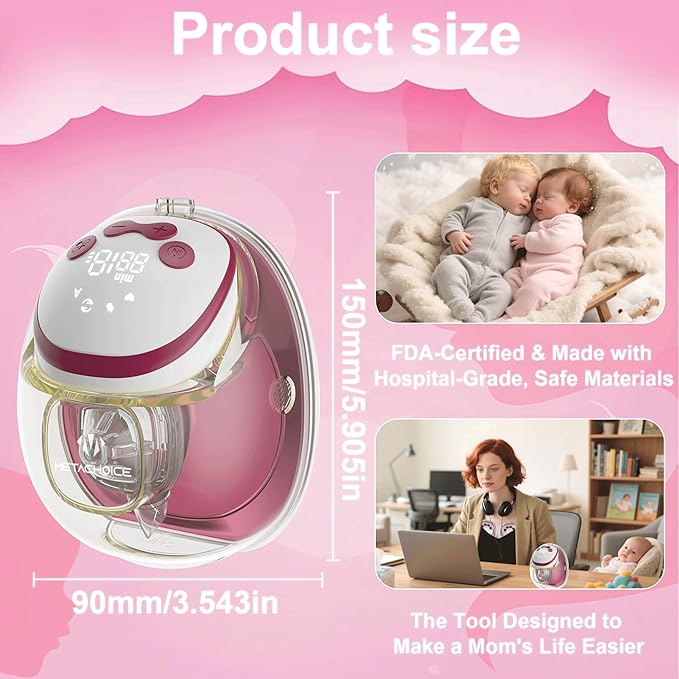 Wearable Breastfeeding Pump & Lactation Massager, FDA Cleared with Hospital-Grade Suction, Hands-Free, Invisible & Quiet, 4 Modes | 15 Levels, BPA-Free PA12, 1-Pack