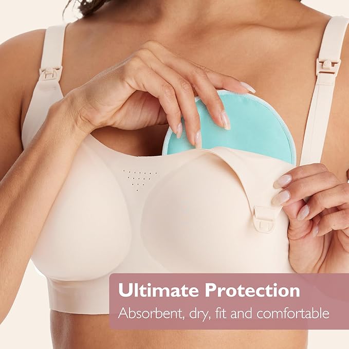 Momcozy Reusable Breast Pads, Innovative Use of Absorbent Fabric & 4 Layers of Super Absorbent Core Washable Nursing Pads, Absorb Quickly and Leak-Proof, 14 Pack + Wet & Dry Separation Bag + Wash Bag