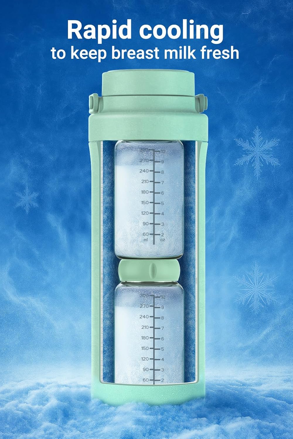 Koalababy Portable Breast Milk Cooler 22oz – 24-Hour Cooling, with 2 Bottles for Breastmilk Storage, Insulated Chiller for Work & Travel, Larger Capacity for Breastfeeding Moms