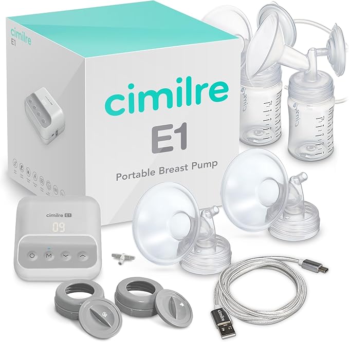 E1 Portable Breast Pump & Breast Milk Storage Bags Bundle – Compact Double Electric Pump with 120 Leak-Proof 7oz Bags for On-The-Go Pumping & Milk Storage