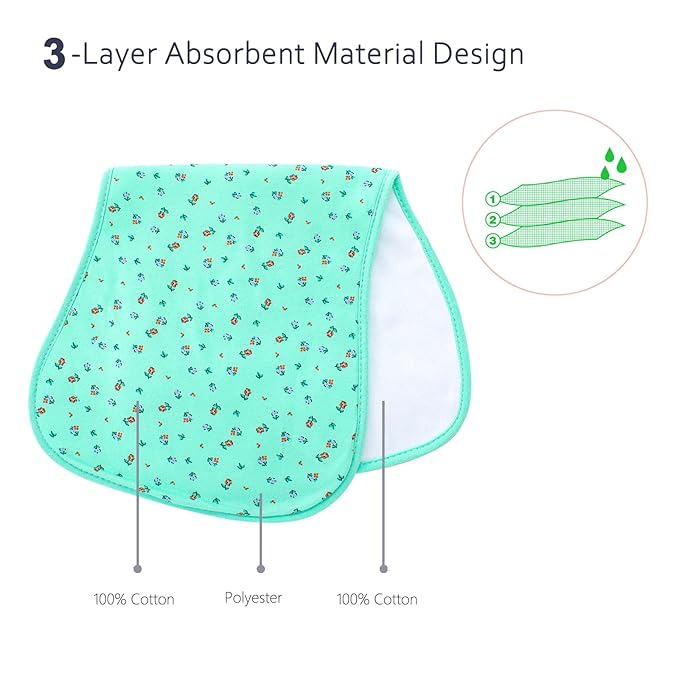 Hakochia Burp Cloths for Baby Girls Organic Cotton Large Burp Clothes Extra Absorbent Soft Burping Rags Spit Up Cloth Sets for Newborns 8 Pack