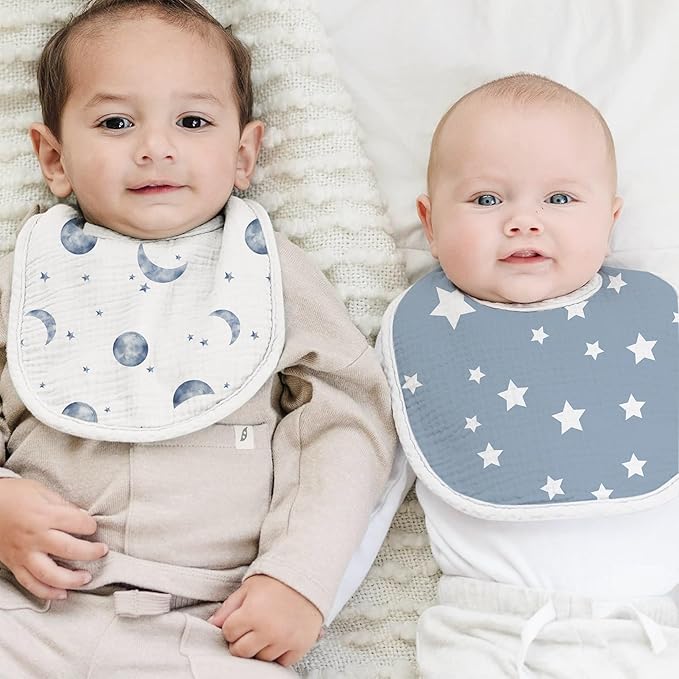 Konssy Muslin Baby Bibs 8 Pack Baby Bandana Drool Bibs Cotton for Unisex Boys and Girls, Soft Absorbent Set for Teething and Drooling