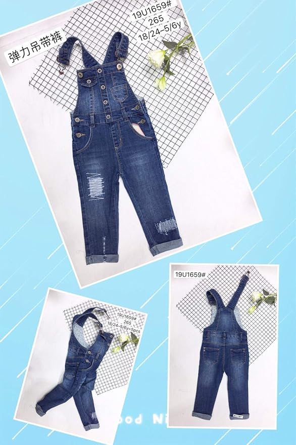 KIDSCOOL SPACE Baby Toddler 2 Buttons Adjustable Straps Fashion Jean Overall