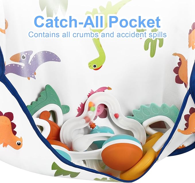 Accmor Baby Bibs, Waterproof Baby Toddler Bibs, Apron Smock Bib for Baby Boys Girls, Essential Must Have for Eating, Feeding