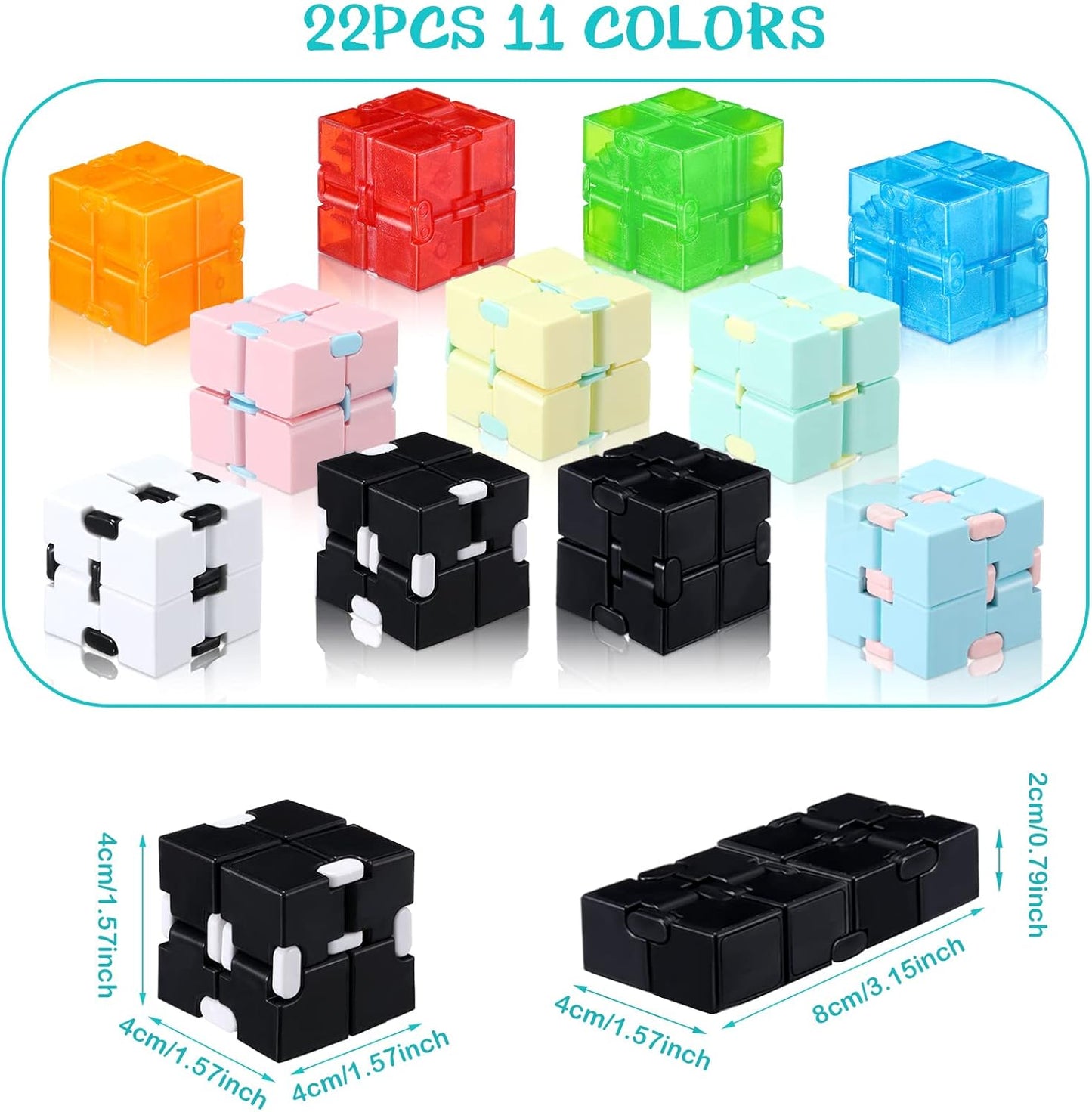 22 Pieces Toy Cube, Handheld Cube Anxiety Relief Cube Flip Toys Toy Blocks for Adults Relieve Stress and Kill Time (Multicolored)