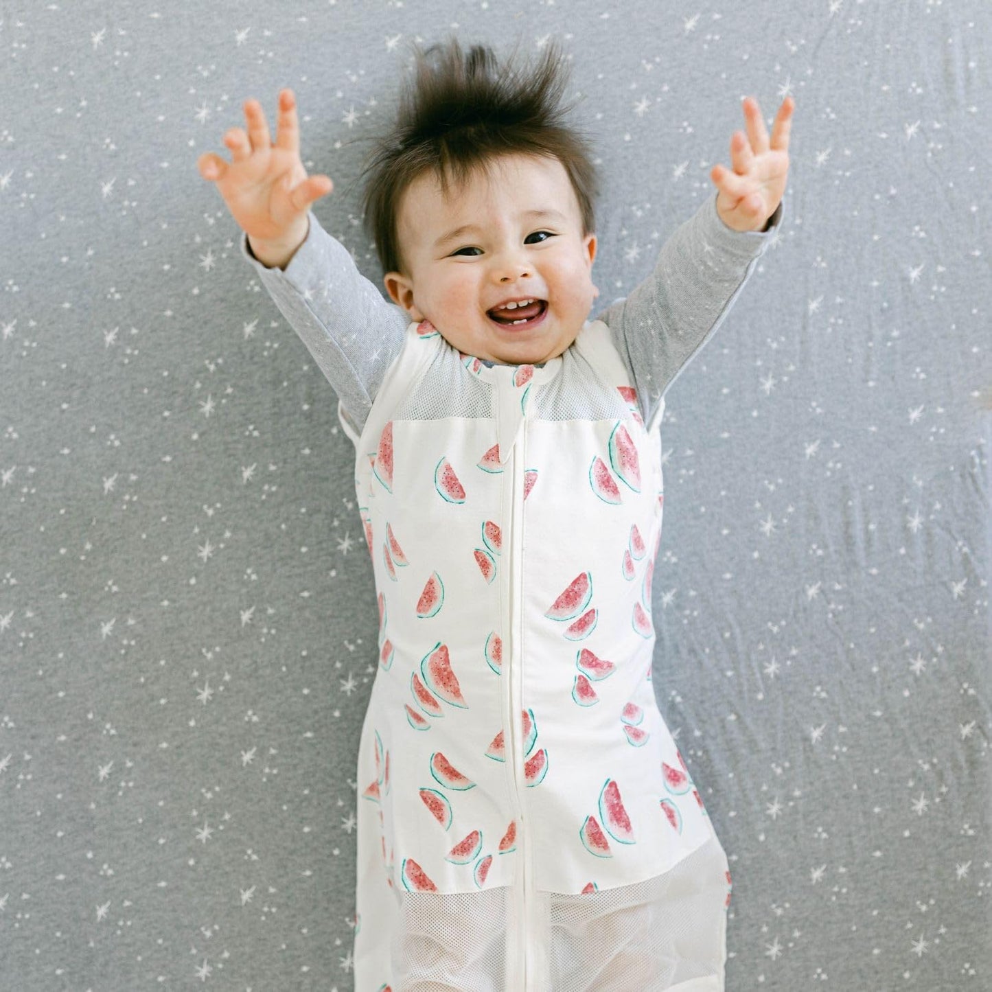 Happiest Baby Sleepea 5-Second Swaddle - 100% Organic Cotton Baby Swaddle Blanket - Doctor Designed Promotes Healthy Hip Development (Ivory Watermelons, X-Large)