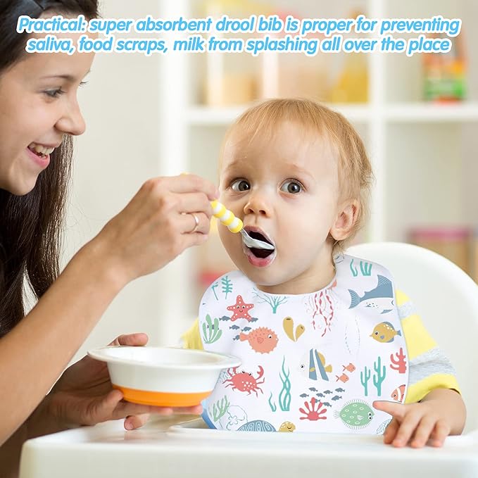 HooLing 12-Piece Sublimation Blank Baby Bib Set, Heat Press White Bibs, Printable, Reusable, Stain & Odor Resistant, Feeder Drool Bibs, 11.8 x 10.63 inches, Unisex-Babies, White