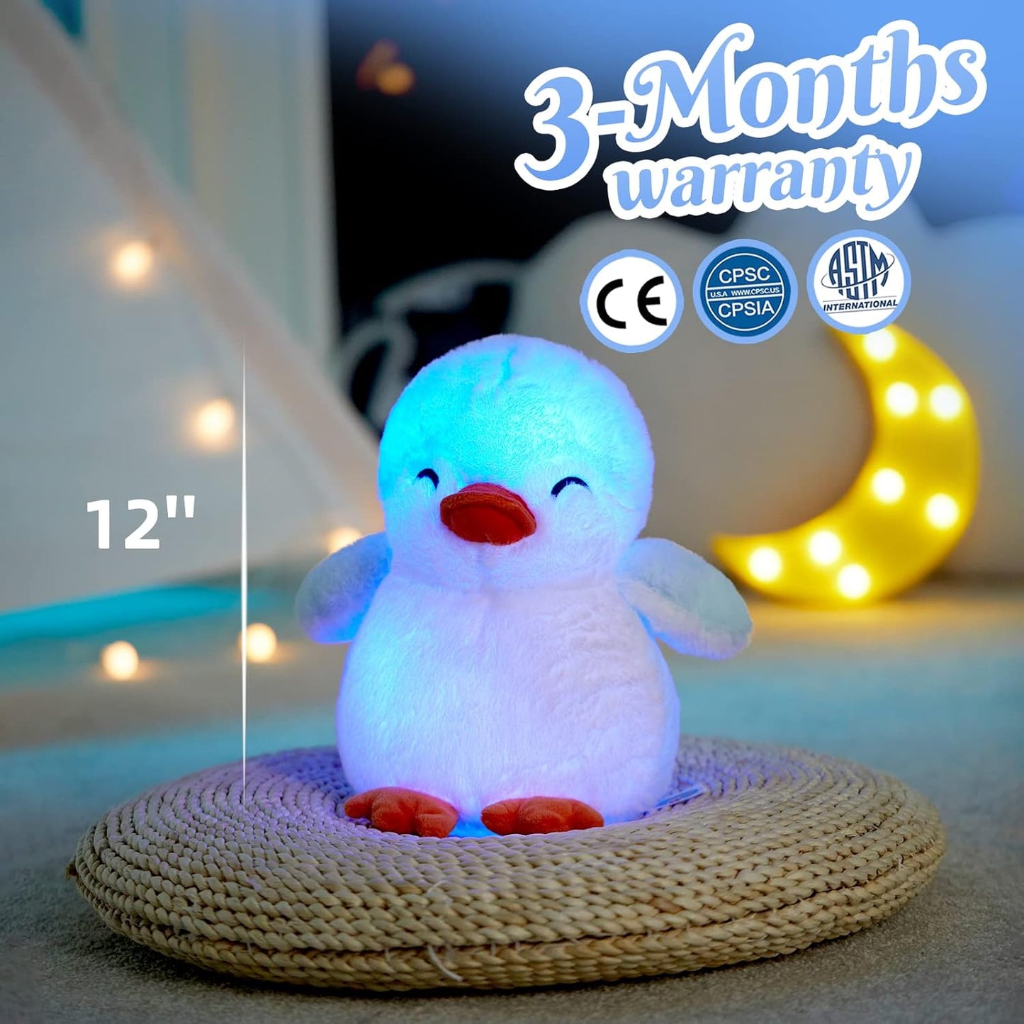 Glow Guards Light up Penguin Stuffed Animal Snuggle Soft Plush Toy with LED Night Lights Glow Birthday Children's Day for Toddler Kids, 12''