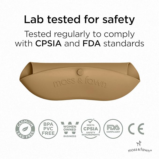 Moss and Fawn Gather & Roll Bib - Washable Waterproof Silicone Baby Feeding Bib - BPA, Lead, & PVC-Free
