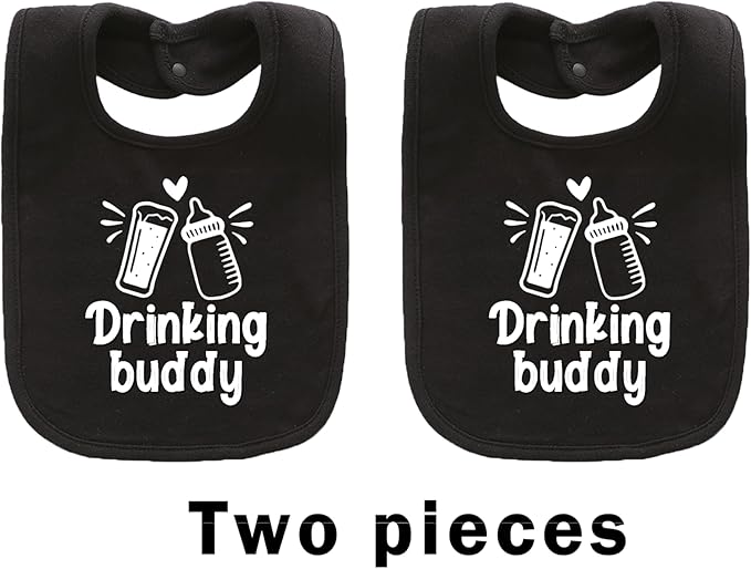 Baby Twins Bibs Drinking Buddy Newborn Baby Bibs Cute Unisex Bibs Set Toddler Baby Boy Girl Bibs