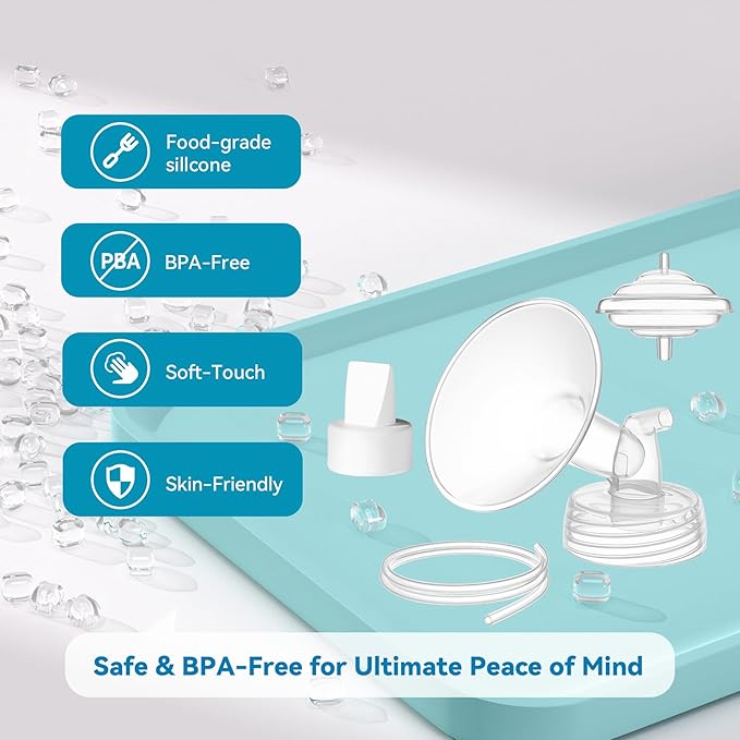 Breast Pump Accessories Kit - 21mm Flange Set Compatible with Spectra S1/S2/Motif Luna, Includes Valves, Tubing & Backflow Protectors