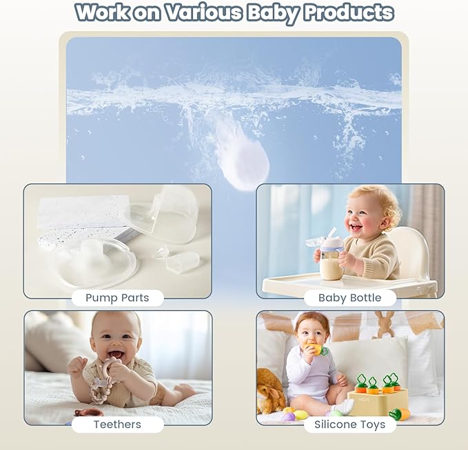 NCVI 150 PCS Detergent Washing Tablets Compatible with Momcozy, Baby Brezza, GROWNSY Bottle Washers, Effective Cleaning & Easy to Use, and Suitable for All Baby Bottle Washers