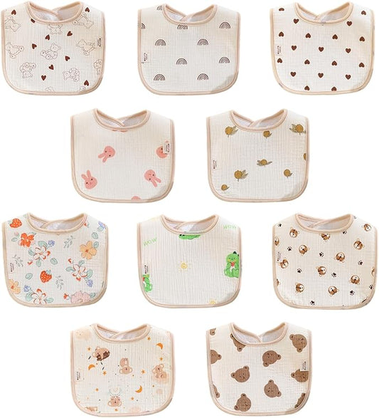 Baby Bandana Bibs, 6 Pack Waterproof Toddler Bib,Soft Cotton Absorbent Baby Bibs for Eating,Drooling,Teething