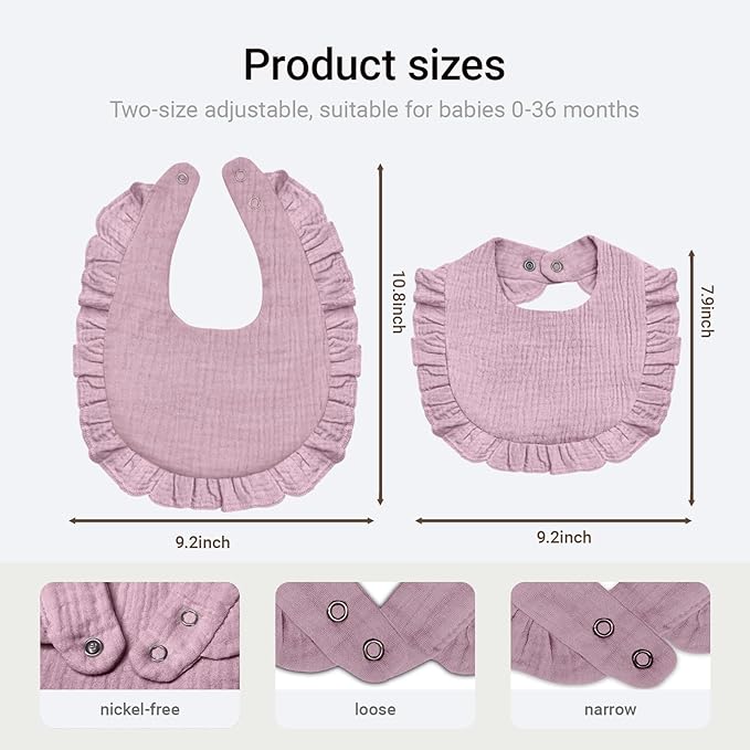 Baby Muslin Bibs,6 Pcs Drool Bandana Bibs for Baby Girl Drooling and Teething,Soft and Absorbent Cotton for Newborn