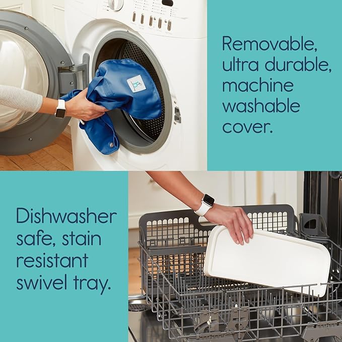 Hiccapop OmniBoost Travel Booster Seat with Tray for Baby | Folding Portable Baby Booster Seat for Dining Table, Camping, Beach, Grandma’s | Tip-Free Design Straps to Kitchen Chairs - Booster Chair